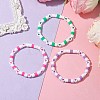 Heart Polymer Clay & Acrylic Beaded Stretch Bracelets BJEW-JB10677-5