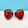 Brass Enamel Stud Earrings EJEW-G430-06B-G-2