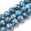 Assembled Synthetic Silver Line Turquoise Beads Strands G-D0006-C13-8mm-1
