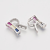 Brass Cubic Zirconia Slide Charms ZIRC-S063-01R-P-2