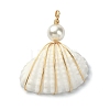 Natural Shell Copper Wire Wrapped Pendants PALLOY-TA00078-02-2
