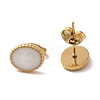 Ion Plating(IP) 304 Stainless Steel Oval Stud Earrings EJEW-C114-13E-G-1