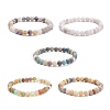 6.5mm Frosted Round Natural Mixed Stone Beads Stretch Bracelet for Girl Women BJEW-JB07110-1