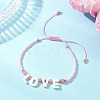 2Pcs Valentine's Day Dyed Natural White Jade Bead & Rose Quartz & TOHO Round Seed Beads Braided Bead Bracelets for Women BJEW-MZ00244-4