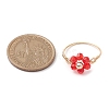 7Pcs 7 Styles Flower Glass Beads Finger Rings RJEW-JR00710-02-3