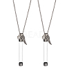 2Pcs Clear Plastic Tube Box & Alloy Paw Print and Wings Pendant Iron Chain Necklaces NJEW-DR00026-1