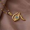 Vintage 304 Stainless Steel Glass Eye of Ra Pendant Necklaces for Women EQ3909-1