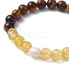 Natural & Synthetic Mixed Gemstone & Pearl Beaded Stretch Bracelets BJEW-JB09726-4