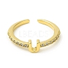 Clear Cubic Zirconia Initial Letter Open Cuff Ring RJEW-H120-09G-U-2