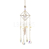 Glass Teardrop Pendant Decorations AJEW-Q143-05-2