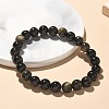 Natural Golden Sheen Obsidian Bead Stretch Bracelets X-BJEW-K212-B-020-1