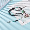 Natural Lava Rock & Synthetic Green Turquoise Rosary Bead Necklace NJEW-TA00041-02-7