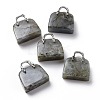 Natural Labradorite Brass Pendants KK-E274-01P-09-1