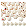 40Pcs Printed Wood European Beads WOOD-DC0001-11-8