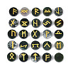 Brass Elder Futhark Alphabet Engraved Symbol Flat Round Natural Indian Agate Rune Stones G-I373-01A-1