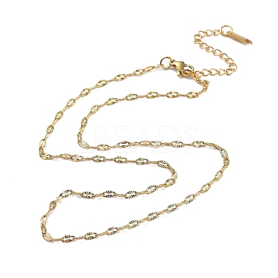 Ion Plating(IP) 304 Stainless Steel Textured Dapped Chain Necklace NJEW-D045-02G-1