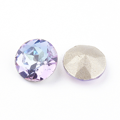 Pointed Back & Back Plated Glass Rhinestone Cabochons LS-RGLA-J012-10mm-001VL-1