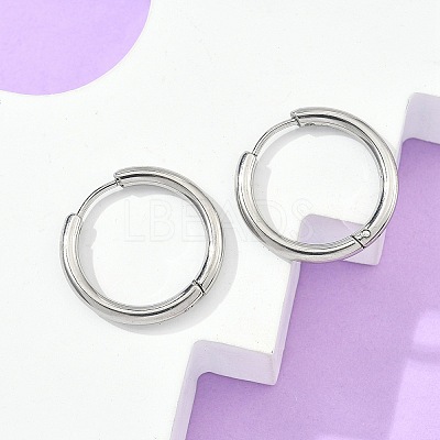 Tarnish Resistant 304 Stainless Steel Huggie Hoop Earrings EJEW-F111B-21mm-P-1