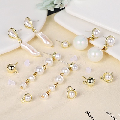 12Pcs 6 Style Alloy & Brass Stud Earring Findings DIY-SZ0009-36-1