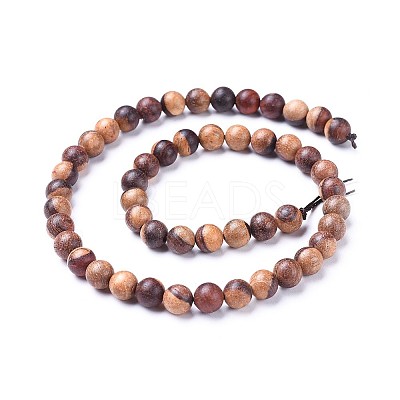 Natural Wood Beads Strands X-WOOD-F008-04-B-1