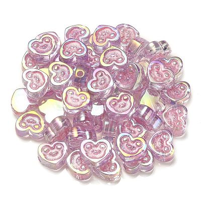 UV Plating Rainbow Iridescent Acrylic Beads OACR-G012-11A-1