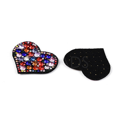 Heart Hotfix Glass Rhinestone with Cloth Patches PATC-T002-02E-1