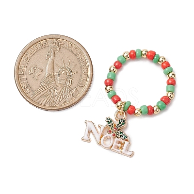Christmas Theme Glass Seed Beads Stretch Ring Sets RJEW-TA00163-1