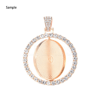 Alloy Pendant Cabochon Settings PALLOY-S107-005G-RS-1