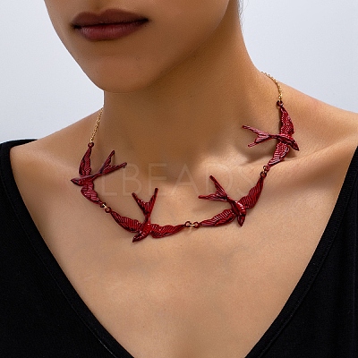 Alloy Enamel Link Chain Necklaces WG1FAB4-01-1