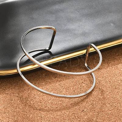 Non-Tarnish 304 Stainless Steel Hollow Open Cuff Bangles for Women BJEW-S155-04P-1