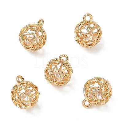 Brass Micro Pave Clear Cubic Zirconia Pendants KK-D261-01G-03-1