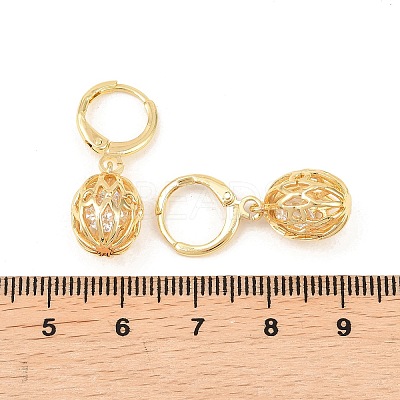 Hollow Oval Brass Clear Cubic Zirconia Leverback Earrings EJEW-H182-04A-G-1