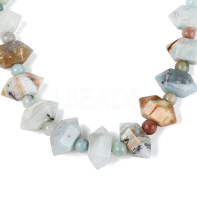 Natural Flower Amazonite Round & Cone Beaded Necklaces NJEW-N064-03J-1
