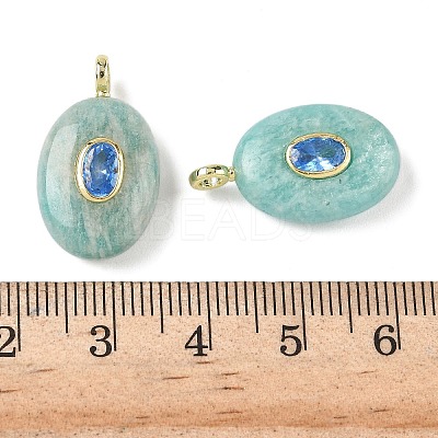 Natural Amazonite & Cubic Zirconia Pendants G-Z076-01G-18-1