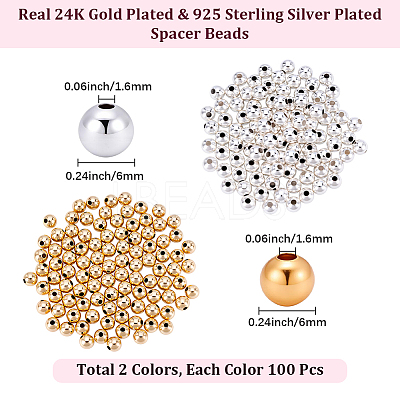 200Pcs 2 Colors Brass Spacer Beads KK-BBC0023-58D-1