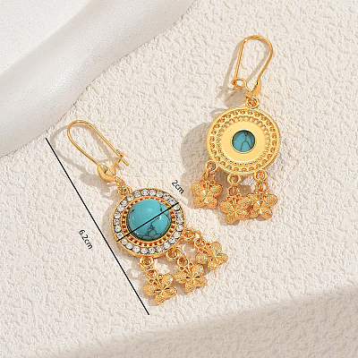 Bohemian Vintage Alloy Synthetic Turquoise Hoop Earrings CX1929-1