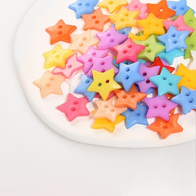 300Pcs 6 Colors Acrylic Buttons BUTT-DJ0001-12-1