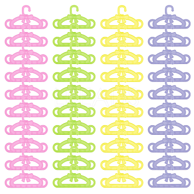 40Pcs 4 Colors Bowknot & Star Pattern Plastic Doll Clothes Hangers DIY-CA0003-48-1