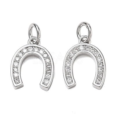 CZ Brass Micro Pave Cubic Zirconia Horse Shoe Charms ZIRC-L018-13P-1