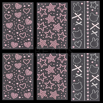6 Sheets 3 Styles Acrylic Rhinestone Face Body Stickers AJEW-SP0002-68B-1