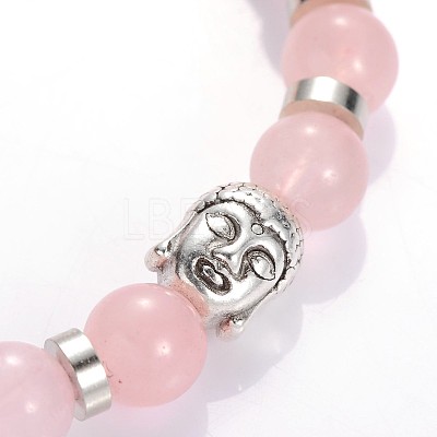 Buddha Head Gemstone Beaded Stretch Bracelets X-BJEW-JB01864-04-1