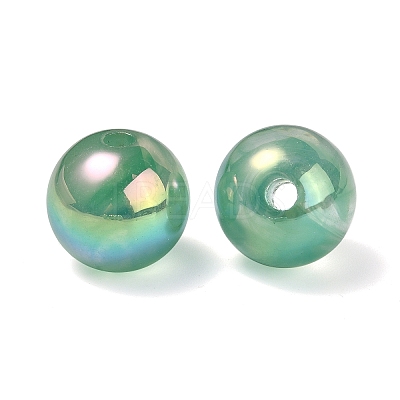 UV Plating Rainbow Iridescent Acrylic Beads OACR-F004-04F-1