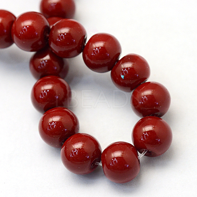 Baking Paint Pearlized Glass Pearl Round Bead Strands HY-Q003-6mm-35-1