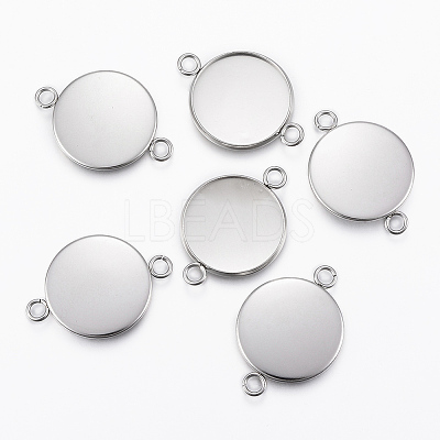 Non-Tarnish 304 Stainless Steel Cabochon Connector Settings X-STAS-E146-19P-20mm-1