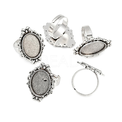 Vintage Adjustable Iron Finger Ring Components Alloy Cabochon Bezel Settings X-PALLOY-Q300-10AS-NR-1