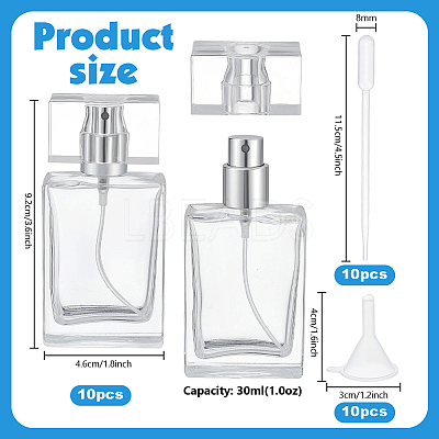 10Pcs Glass Perfume Spray Bottles MRMJ-PH0003-26-1