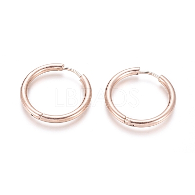 Ion Plating(IP) 304 Stainless Steel Huggie Hoop Earrings EJEW-F111B-23mm-RG-1