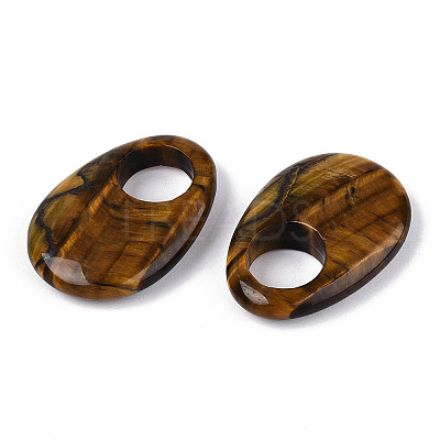 Natural Tiger Eye Large Hole Pendants G-N348-06B-09-1