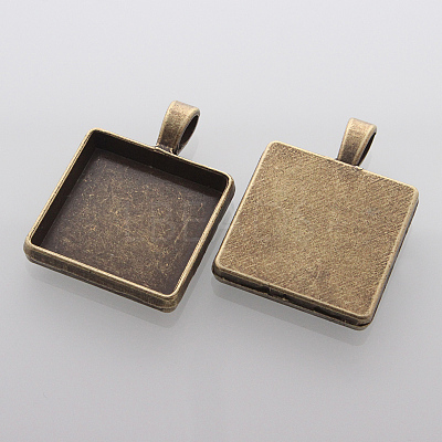 Square Alloy Pendant Cabochon Settings X-PALLOY-N0088-07AB-NF-1