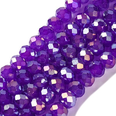 Baking Electroplate Glass Beads Strands DGLA-A039-J8mm-B05-1